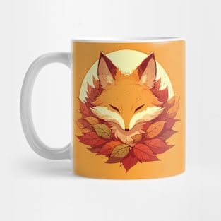 Cute adorable fox in autumn leaves colors Mug